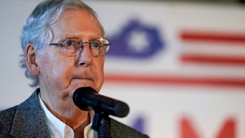 FILE PHOTO: Senate Majority Leader Mitch McConnell speaks at the final campaign event of his 2020 campaign for U.S. Senate in Versailles