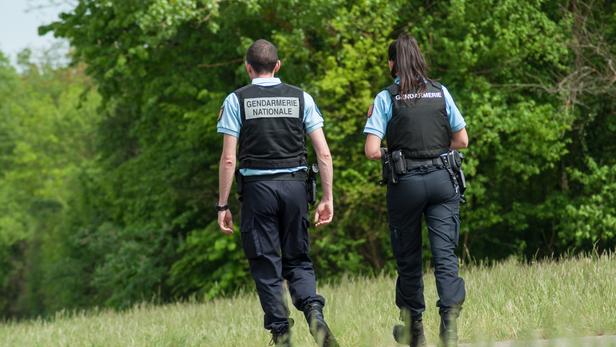 Mulhouse - France - 29 April 2018 - french gendarmerie patrol with bulletproof vests in border forest