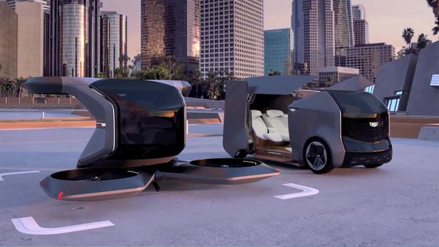 Two futuristic Cadillac concepts are seen in a still image from video presented by General Motors (GM) at the 2021 CES