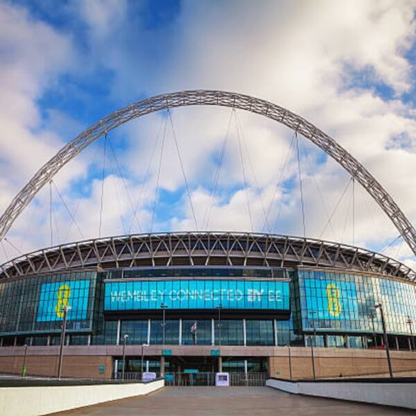 London, UK - April 6, 2015: Wembley stadium in London, UK. It's a football stadium in Wembley Park, which opened in 2007 on the site of the original Wembley Stadium which was demolished in 2003