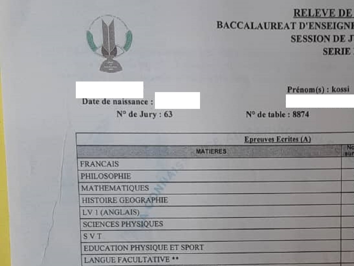 20/20 En Math ; 19/20 En ... ; Ce Togolais Décroche Le BAC 2 Série D ...