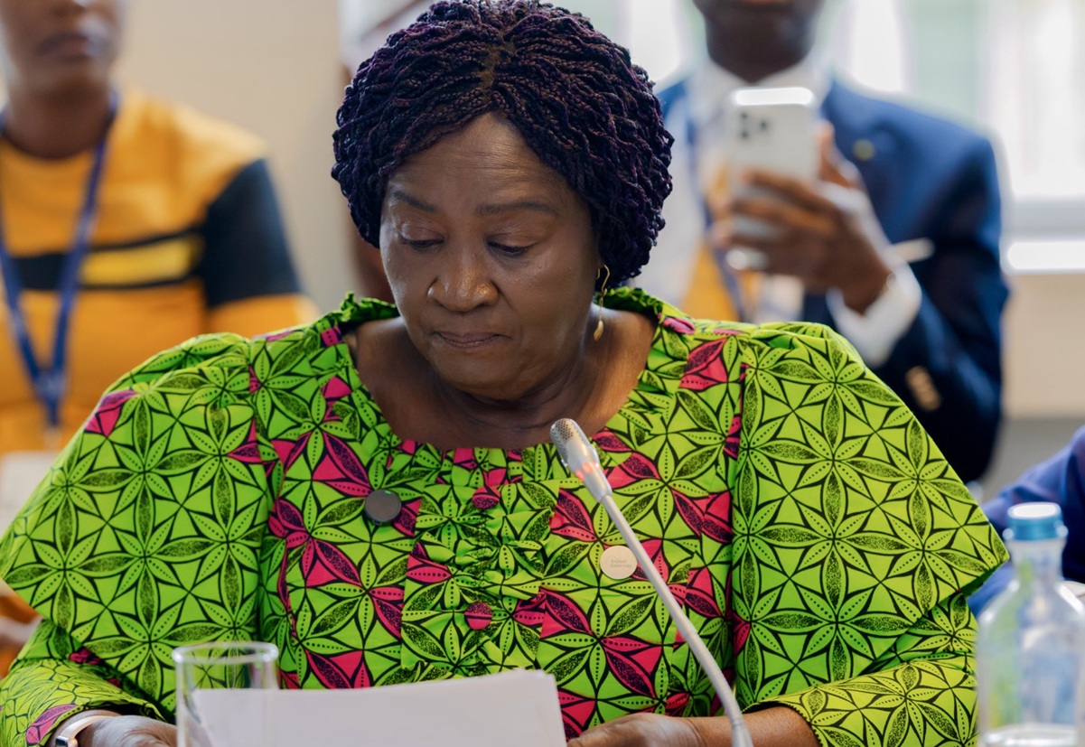 Ghana, Naana Jane Opoku-Agyemang, a pris la parole au sein de la session « Scale-up » de l’Initiative Cacao