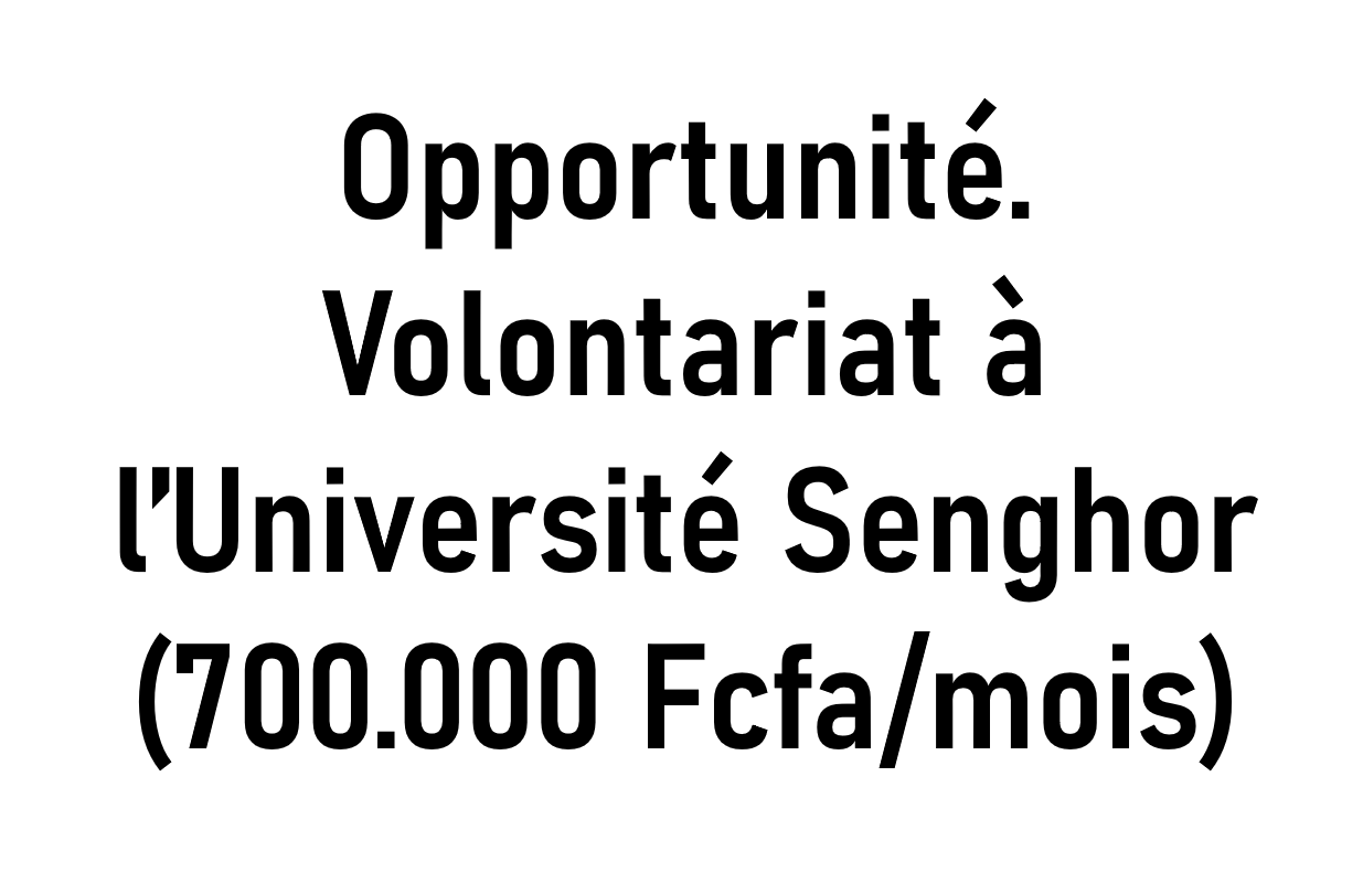 Opportunité. Volontariat à l’Université Senghor (700.000 Fcfa/mois)